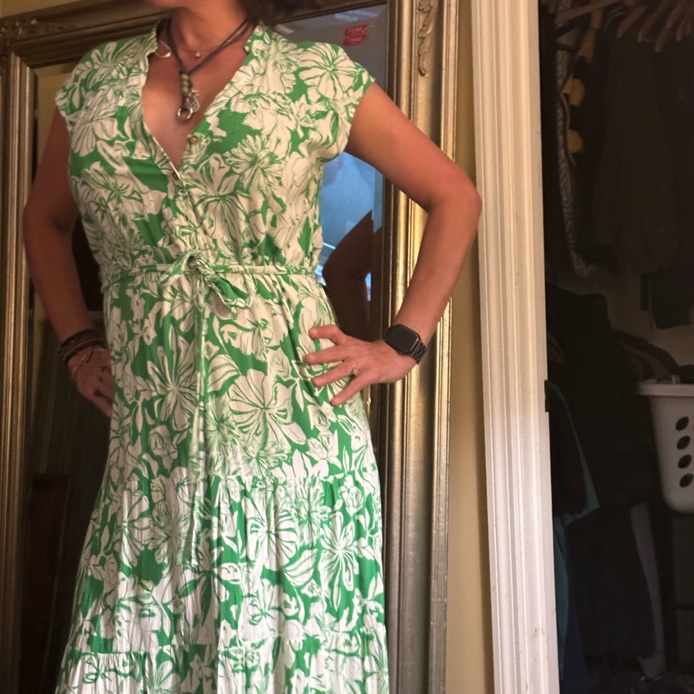 Zara green flowery dress